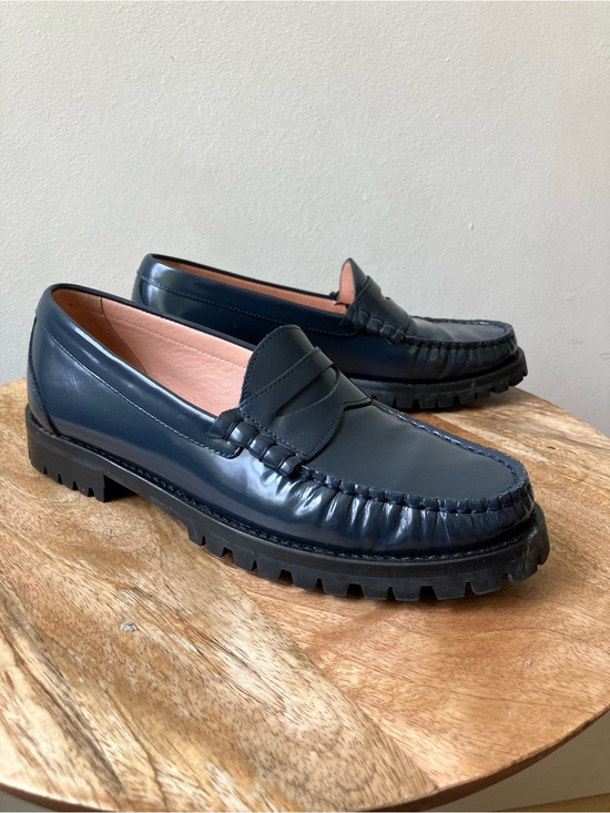 J. Crew Shoes - J. Crew | Winona Lug-Sole Penny Loafers in Navy Italian Spazzolato Leather